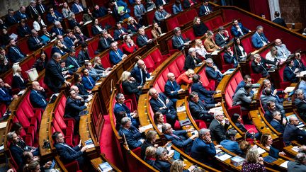 Les députés LR lors des questions au gouvernement, le 8 novembre 2022, à l'Assemblée nationale. (XOSE BOUZAS / HANS LUCAS / AFP)