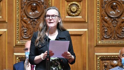 La sénatrice socialiste du Lot, Angèle Préville, au Sénat, le 22 juin 2020. (DANIEL PIER / AFP)