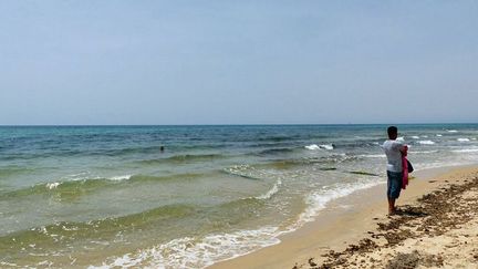 Toutes les professions touristiques sont touchées. A commencer par ce vendeur de paréos qui scrute désespérément la plage pour trouver un client.  (FTV - Laurent Ribadeau Dumas)