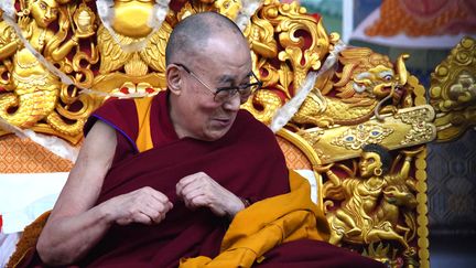 Le Dalaï Lama, le 5 janvier 2020 à Bodhgaya, en Inde, lors d'une démonstration d'enseignements.&nbsp; (SUMAN / AFP)