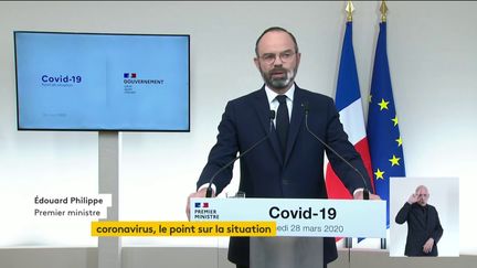 Le Premier ministre Edouard Philippe, le 28 mars 2020 à Paris. (FRANCEINFO)