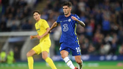 Le milieu de terrain américain Christian Pulisic s'est imposé avec Chelsea face à Villarreal lors de la Supercoupe d'Europe, mercredi 11 août 2021. (PAUL ELLIS / AFP)