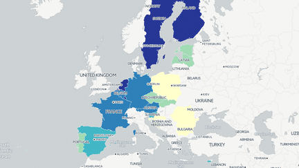 Carte de l'accueil des r&eacute;fugi&eacute;s en Europe pr&eacute;vu entre 2015 et 2017. (FRANCETV INFO)