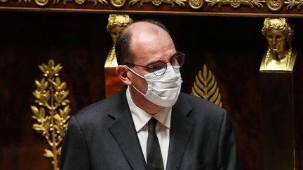 Jean Castex, le Premier ministre, présente la stratégie vaccinale du gouvernement devant l'Assemblée nationale, mercredi 16 décembre. (MOHAMMED BADRA / EPA)