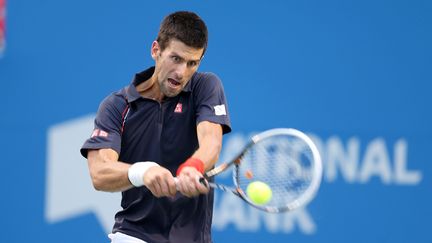 Le Serbe Novak Djokovic lors de sa victoire contre Richard Gasquet en finale de la Rogers Cup &agrave; Toronto (Canada), le 12 ao&ucirc;t 2012. (ANDY LYONS / GETTY IMAGES NORTH AMERICA)