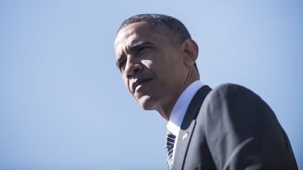 Barack Obama prononce un discours pour l'inauguration du&nbsp;Chavez National Monument &agrave;&nbsp;Keene, en&nbsp;Californie (Etats-Unis), le 8 octobre 2012. (BRENDAN SMIALOWSKI / AFP)