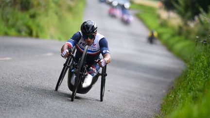 Loïc Vergnaud lors championnats du monde de cyclisme sur route à Glasgow, le 11 août 2023. (RICHARD BLAXALL / SIPA)