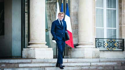 Le ministre de l'Agriculture, Marc Fesneau, sur le perron de l'Elysée, le 24 janvier 2024. (AMAURY CORNU / HANS LUCAS / AFP)