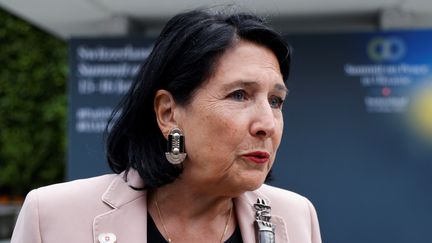 Georgian President Salomé Zourabichvili at the Ukraine Peace Summit, June 15, 2024, in Switzerland. (LUDOVIC MARIN / AFP)