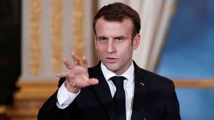 Emmanuel Macron lors d'une conférence de presse à l'Elysée, le 17 décembre 2018. (BENOIT TESSIER / REUTERS)