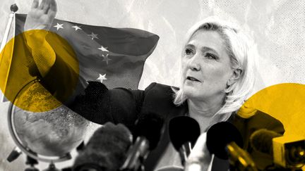 Dans son programme, la candidate du Rassemblement national promet une politique extérieure en rupture avec la tradition française. (AFP / FRANCEINFO)