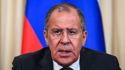 Le ministre des Affaires étrangères russe&nbsp;Sergueï Lavrov, le 14 mars 2018 à Moscou (Russie).&nbsp; (KIRILL KUDRYAVTSEV / AFP)