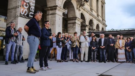 Une manifestation contre les violences survenues lors des Fêtes de Bayonne, le 5 août 2023. (BERTRAND LAPÉGUE / MAXPPP)