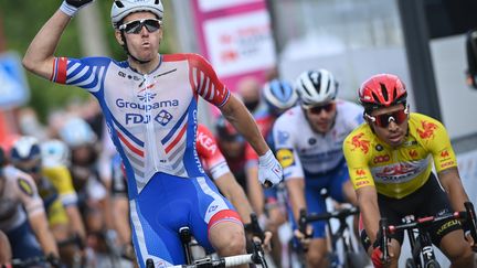 Démare lors de sa victoire à Wavre, sur la 2e étape du Tour de Wallonie. (DAVID STOCKMAN / BELGA MAG)