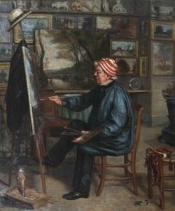 Portrait de Corot dans l’atelier de Desavary 
 (Gilles Vannet, iconothèque des archives départementales des Haut de Seine)