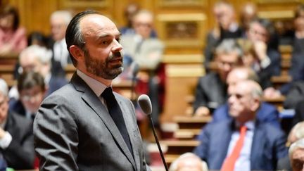 Le Premier ministre, Edouard Philippe, le 14 février 2019 au Sénat, à Paris. (DANIEL PIER / NURPHOTO / AFP)