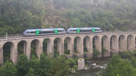 La ligne SNCF Clermont-Ferrand-Nîmes, dans les gorges de l'Allier. (EMMANUEL MOREAU / FRANCE BLEU PAYS D’AUVERGNE / RADIO FRANCE)