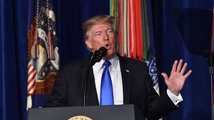 Donald Trump, le 21 août 2017, dans la base Joint Base Myer-Henderson Hall à Arlington (Virginie).&nbsp; (NICHOLAS KAMM / AFP)