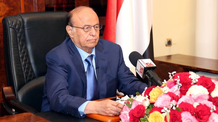 Le pr&eacute;sident l&eacute;gitime du Y&eacute;men,&nbsp;Abd Rabo Mansour Hadi, lors d'une conf&eacute;rence de presse &agrave; Aden, le 21 mars&nbsp;2015. (POOL/YEMENI PRESIDENCY PRESS OFF / ANADOLU AGENCY)