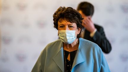 La ministre de la Culture, Roselyne Bachelot, lors d'une séance de questions au gouvernement au Sénat, le 3 mars 2021. (XOSE BOUZAS / HANS LUCAS / AFP)