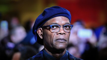 L'acteur am&eacute;ricain Samuel L. Jackson, lors de la premi&egrave;re de "Captain America : le soldat de l'hiver", le 20 mars &agrave; Londres (Royaume-Uni). (CARL COURT / AFP)