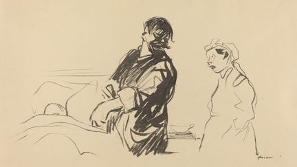 "Scène d'hôpital" par Jean-Louis Forain, 1914 (pinceau et encre noir sur papier vélin).&nbsp; (HERITAGE IMAGES / HULTON ARCHIVE VIA GETTY IMAGES)