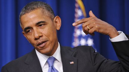 Le pr&eacute;sident am&eacute;ricain, Barack Obama, lors d'un discours &agrave; Washington, le 16 janvier 2014. (MANDEL NGAN / AFP)