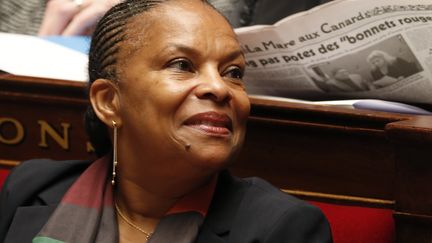 Christiane Taubira, lors des questions au gouvernement, &agrave; Assembl&eacute;e nationale (Paris), le 13 novembre 2013. (CHARLES PLATIAU / REUTERS)