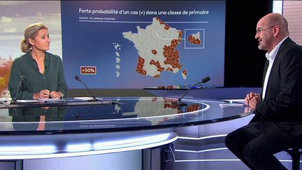 Alors que la cinquième vague arrive en France, le virus circule davantage chez les enfants âgés de 6 à 10 ans.&nbsp;Sur le plateau&nbsp;du&nbsp;20 Heures de France 2, le journaliste Damien&nbsp;Mascret explique&nbsp;pour le virus se propage davantage dans cette tranche d’âge. (CAPTURE ECRAN FRANCE 2)