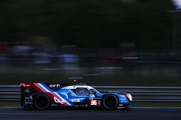 The Alpine on track at the Circuit de la Sarthe in Le Mans, August 19, 2021. (JOAO FILIPE / DPPI / AFP)