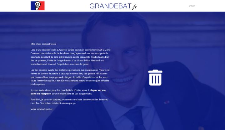 Page d'accueil de la page "grandebat.fr". (capture d'écran) (DR)