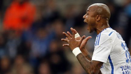 L'attaquant de l'Olympique de Marseille Andr&eacute; Ayew, lors du match de Ligue 1 contre Reims, le 13 f&eacute;vrier 2015, au stade V&eacute;lodrome &agrave; Marseille (Bouches-du-Rh&ocirc;ne). (JEAN-PAUL PELISSIER / REUTERS)