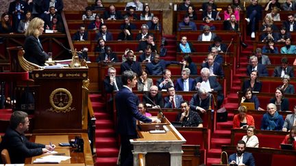 Prime Minister, Gabriel Attal, in front of the National Assembly, January 30, 2024. (EMMANUEL DUNAND / AFP)