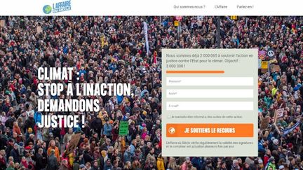 La pétition "L'Affaire du siècle", qui appelle à une action en justice contre l'Etat pour non-respect de ses engagements dans la lutte contre le réchauffement climatique, a dépassé les 2 millions de signatures, le 10 janvier 2019. (L'AFFAIRE DU SIECLE)