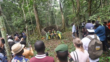 Le parc national du Banco, véritable réservoir hydraulique et poumon vert de la capitale économique est un espace protégé proche du quartier d'affaires du Plateau. Il s'étend sur près de 3&nbsp;500 hectares entre les communes populaires d'Abobo et de Yopougon. Cette manifestation axée sur le respect et l’utilisation raisonnée de la forêt est le but affiché par le célèbre sculpteur Jems Koko Bi et directeur artistique de l'"Abidjan Green Art" (l'AGA). Quoi de mieux que de créer des œuvres d'art avec des matériaux naturels, au sein d'un espace vert pour sensibiliser les citadins africains aux problèmes de l'environnement.&nbsp; &nbsp; &nbsp; (SIA KAMBOU / AFP)