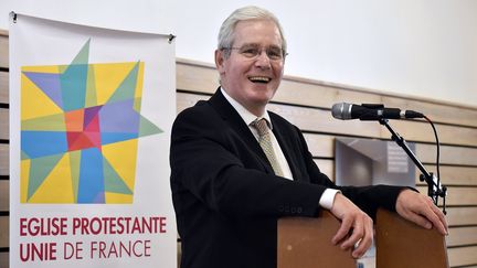 Le pr&eacute;sident de l'Eglise protestante unie de France, le pasteur Laurent Schlumberger, lors du synode national, &agrave; S&egrave;te (H&eacute;rault), le 14 mai&nbsp;2015. (PASCAL GUYOT / AFP)