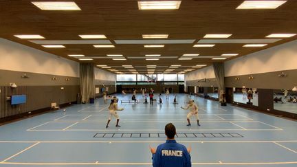 L'équipe de France de sabre en compétition sur ses terres d'entrainement à l'INSEP (CECILIA BERDER / FRANCEINFO / RADIO FRANCE)