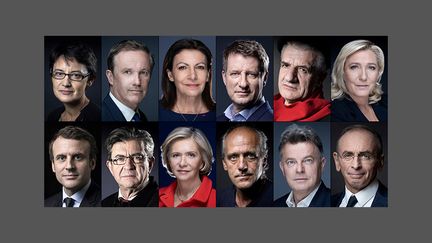 Quelles sont les règles concernant le temps de paroles des candidats à l'élection présidentielle ? Le point avec le journaliste Jean-Baptiste Marteau, présent sur le plateau du 20 Heures,&nbsp;samedi 2 avril. (ERIC FEFERBERG - JOEL SAGET / AFP)