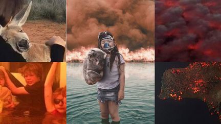 Images diffusées sur les réseaux sociaux censées illustrer les incendies en Australie. (DR)