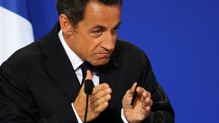 Nicolas Sarkozy à l'issue du sommet de l'UE à Bruxelles le 17 juin 2010 (AFP - ERIC FEFERBERG)