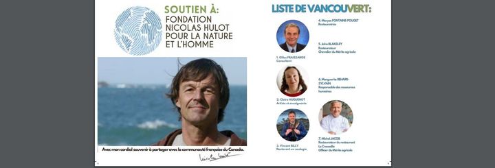 La photo de l'écologiste Nicolas Hulot utilisée frauduleusement par une liste à Vancouver (Canada), lors des élections consulaires les&nbsp;29 et 30 mai 2021. (DIPLOMATIE.GOUV)