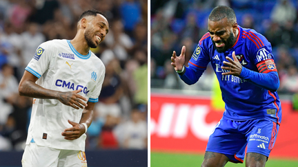 Pierre-Emerick Aubameyang et Alexandre Lacazette, les attaquants de l'OM et de l'OL, adversaires le 29 octobre 2023 en Ligue 1. (MaxPPP)