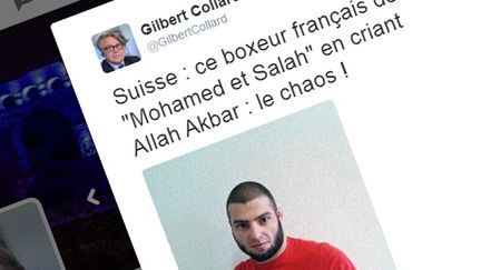 &nbsp; (Le député Gilbert Collard relaie une rumeur infondée sur un lutteur français © Capture d'écran Twitter)