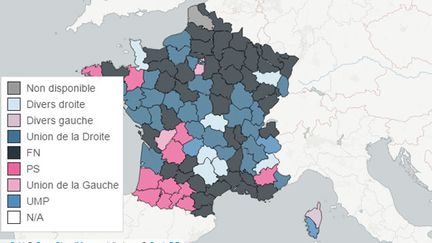 &nbsp; (La carte des départements au soir du 1er tour © OpenStreetMap contributors, © CartoDB)