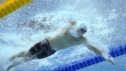 Le nageur français Maxime Grousset, le 25 juin 2022 lors des championnats du monde de Budapest.&nbsp; (OLI SCARFF / AFP)