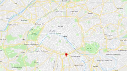 Capture d'écran de Googlemaps pointant la ville du Kremlin-Bicêtre (Val-de-Marne) où était affecté&nbsp;Mamadou N'Diaye lorsqu'il était gardien de la paix. (GOOGLEMAPS)