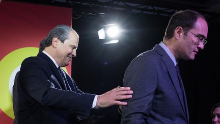 Une conférence de presse à l'occasion de la présentation du dernier "Cahier de la présidentielle" du Parti socialiste, le 29 novembre 2016, avec Jean-Christophe Cambadélis et Guillaume&nbsp;Bachelay. (AURELIEN MORISSARD / MAXPPP)