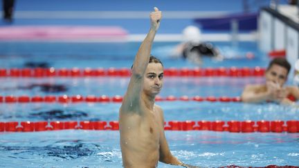 Champion paralympique sur le 400 m nage libre, Ugo Didier a encore brillé sur le 100 m dos, mardi 3 septembre, à la Paris La Défense Arena. Cette fois-ci pas de titre, mais une médaille d'argent tout de même, soit deux breloques en deux finales disputées. (STEPHANE ALLAMAN / SIPA)