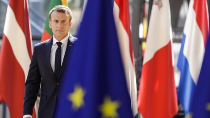 Emmanuel Macron ,le 29 juin 2018, à Bruxelles. (THIERRY ROGE / BELGA)