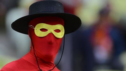 Un supporter espagnol lors du match de l'Euro opposant l'Espagne &agrave; l'Irlande &agrave; Gdansk (Pologne), le 14 juin 2012. (CHRISTOF STACHE / AFP)